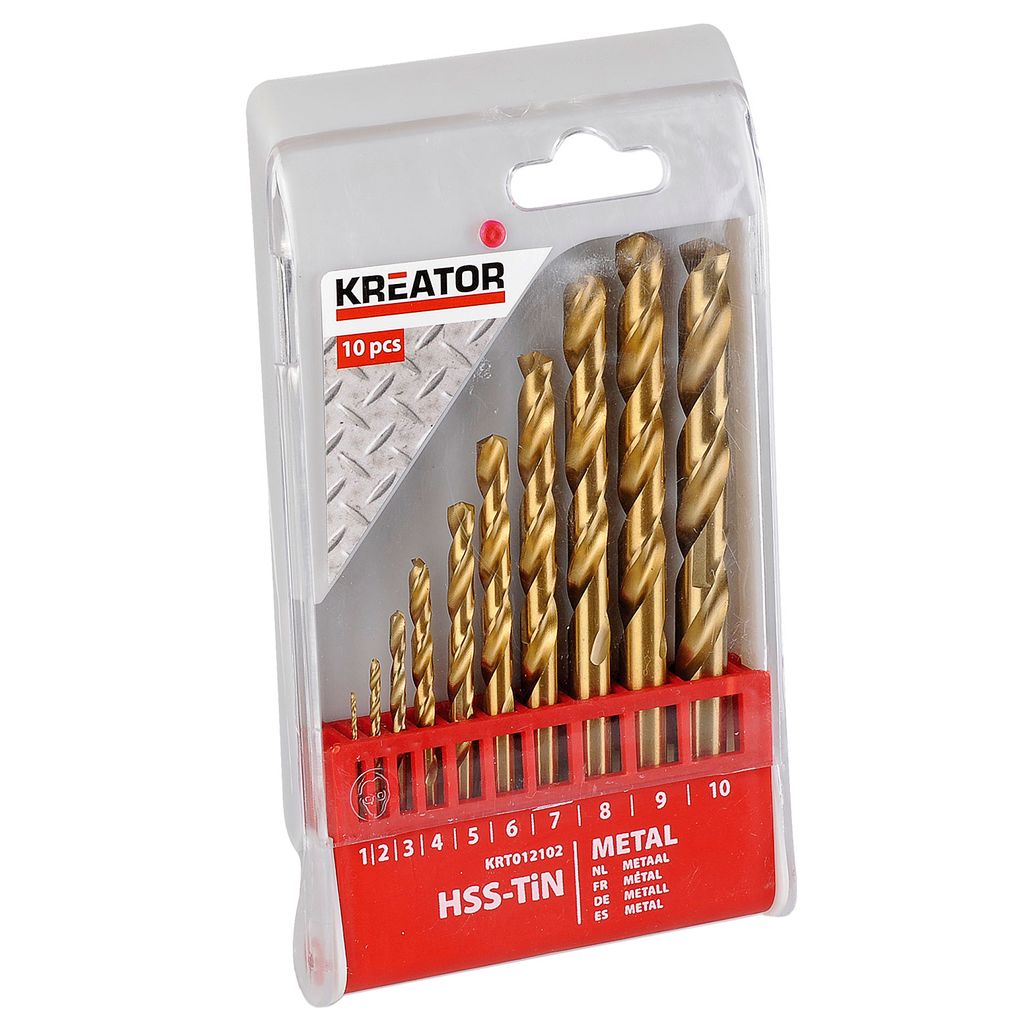 Kreator 10-teiliges HSS-Titan Metall Bohrerset verschiedene Größen 1 - 10 mm