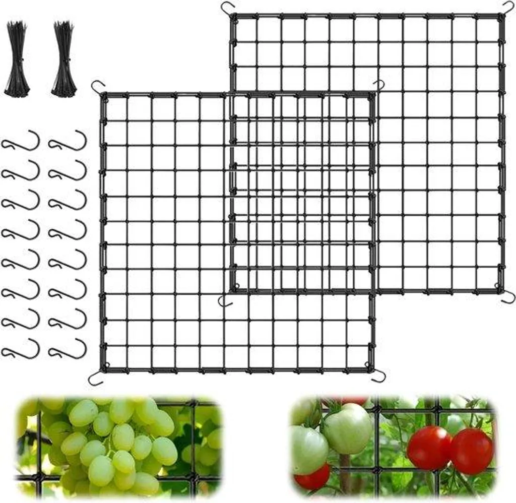 Filet de jardin pour plantes grimpantes 120x120cm - Lot de 2 filets noirs