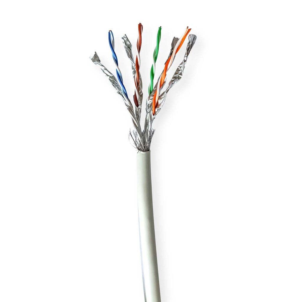 Nedis Netzwerk-Kabel Rollen - CAT7 - Solid - S/FTP - Kupfer - 100 m - Innen - Rund - LSZH - Grau - Kartonverpackung