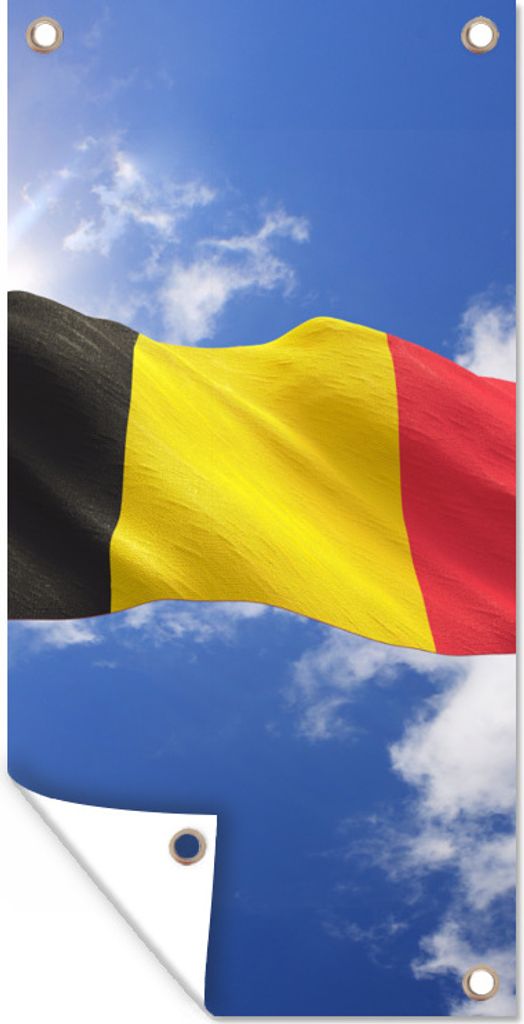 MuchoWow 40x80 cm Outdoor-Poster Gartendeko Sichtschutz Garten Poster für den Garten Die Flagge Belgiens weht am Himmel