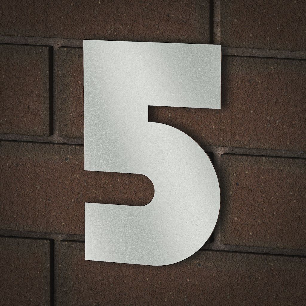 Hausnummer Zahlen Ziffern Türnummer Hausnr Hausnummern Edelstahl KÖNIGSPROD, Abstandshalter + Klebepads (3), 5