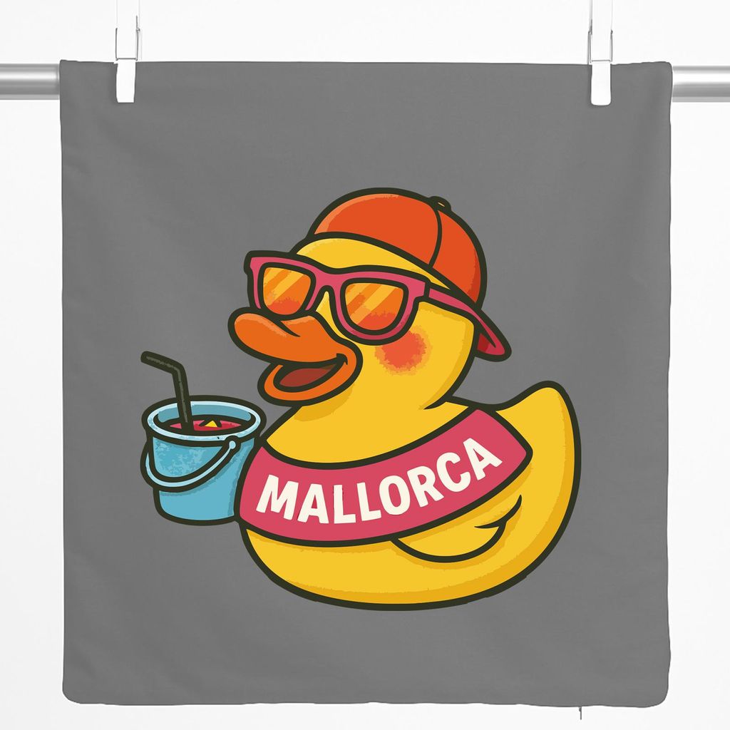 Huuraa Kissenbezug Quietscheente Malle Gummiente Mallorca 40x40cm Steel Grey Baumwolle Dekokissenbezug Geschenkidee