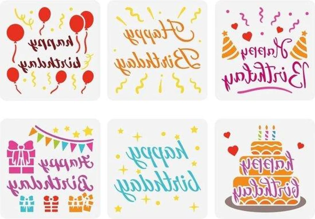 Pochoir gâteau d'anniversaire et ballons réutilisables pour bricolage