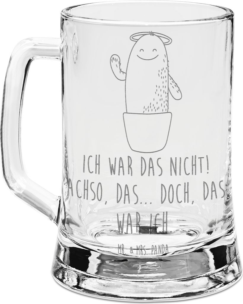 Mr. & Mrs. Panda Glas Bierkrug Kaktus Heilig - Transparent - Geschenk, Eltern, Bierhumpen, Krug, Freundin, Heiligenschein, Seidel, Humpen, Gravur, ...