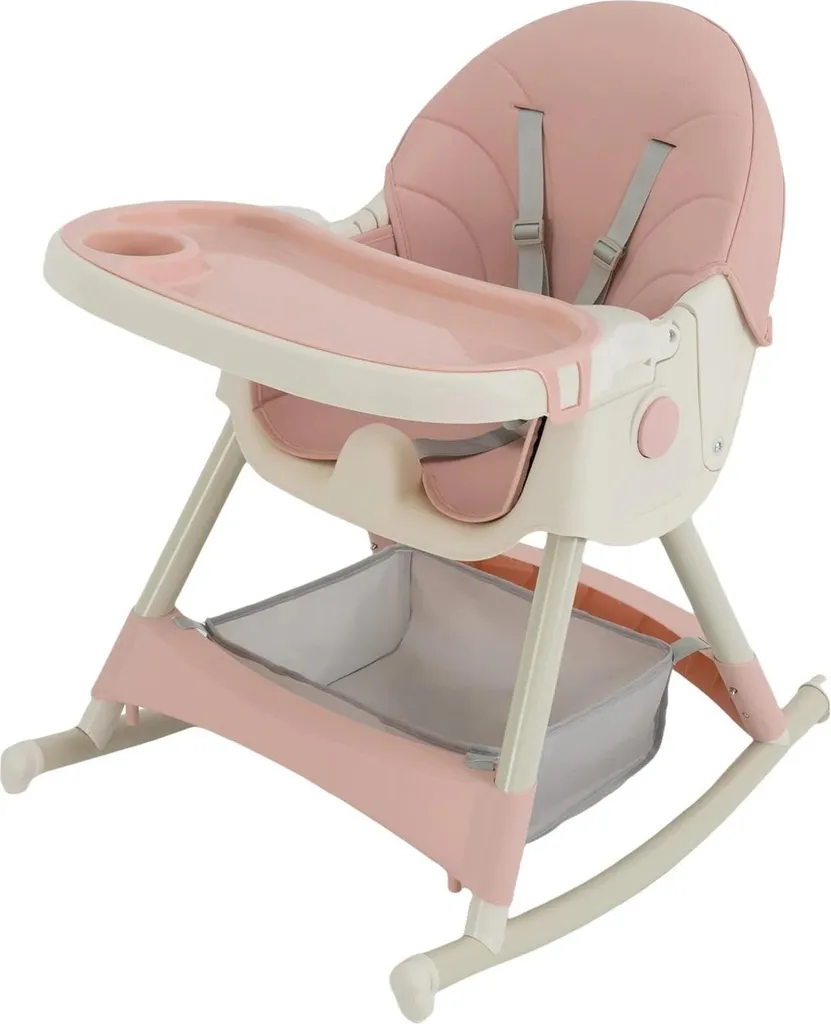 Chaise bébé évolutive rose avec structure en métal robuste et stable - 12