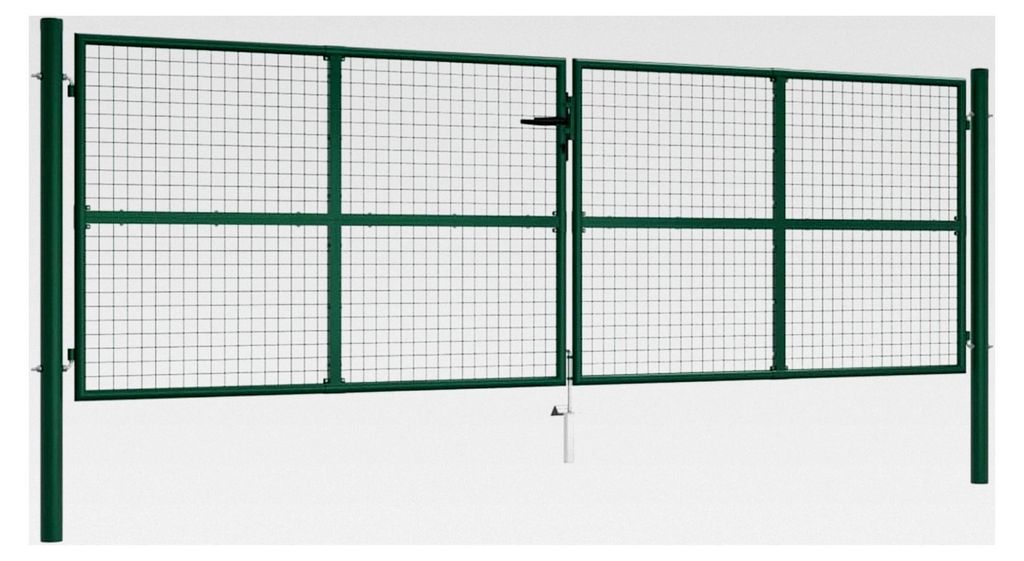 Gartentor Einfahrtstor Gartenzaun Doppeltor Doppelflügeltore Zauntor Metall Hoftor Mesh-Gartentor Stahl 400 x 125 cm Grün