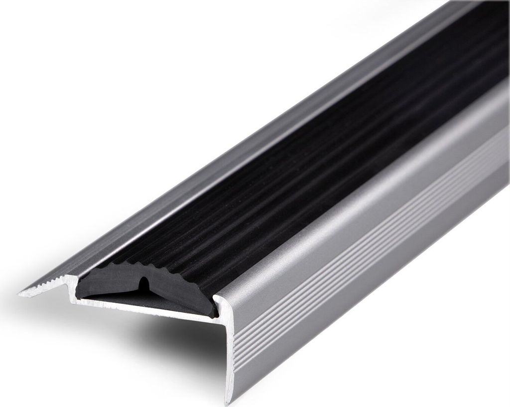 A close-up, angled view of a single stair nosing profile.