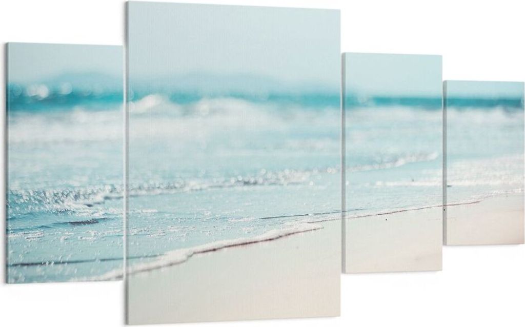 Bild auf Leinwand - Leinwandbild - 4 Teile - Kante Welle Wasser - 160x90cm - Wand Bild - Wanddeko - Wandbilder - Leinwanddruck - Bilder - Wanddekor...