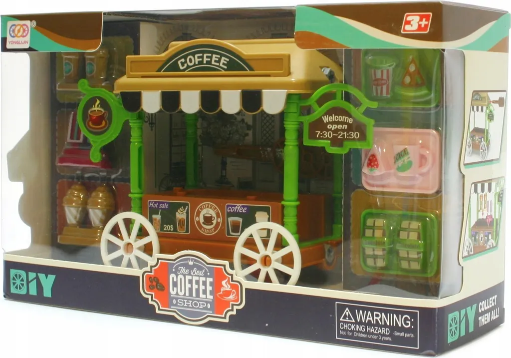 Food Truck Jouet avec Accessoires de Café - Set de Jeu de Rôle Complet