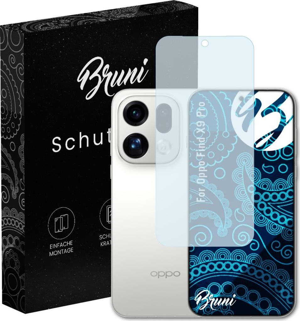 Bruni Basics-Clear 2x Schutzfolie kompatibel mit Oppo Find X9 Pro Folie