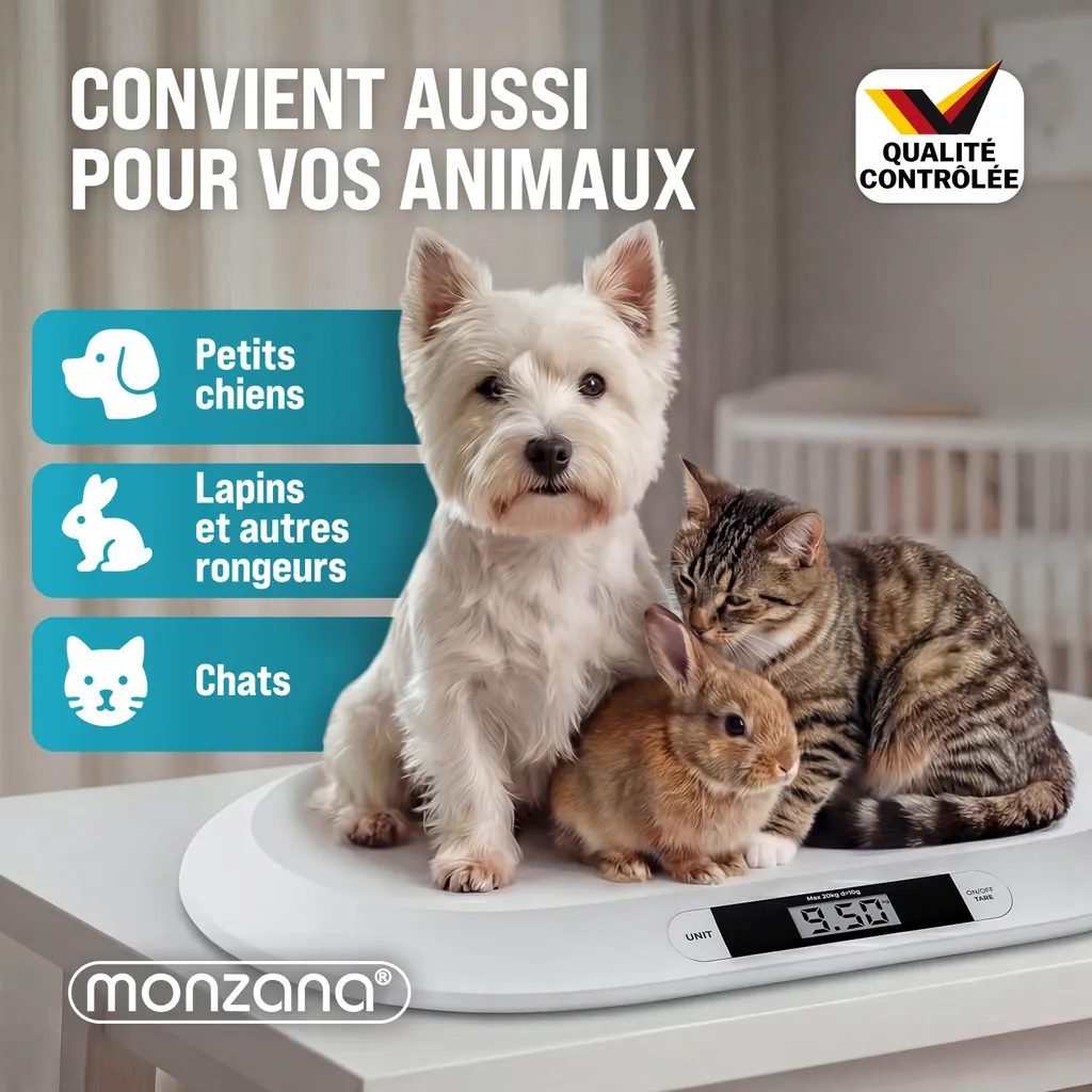 Pèse-bébé avec Surface Incurvée et Précision 10g Balance Numérique LCD