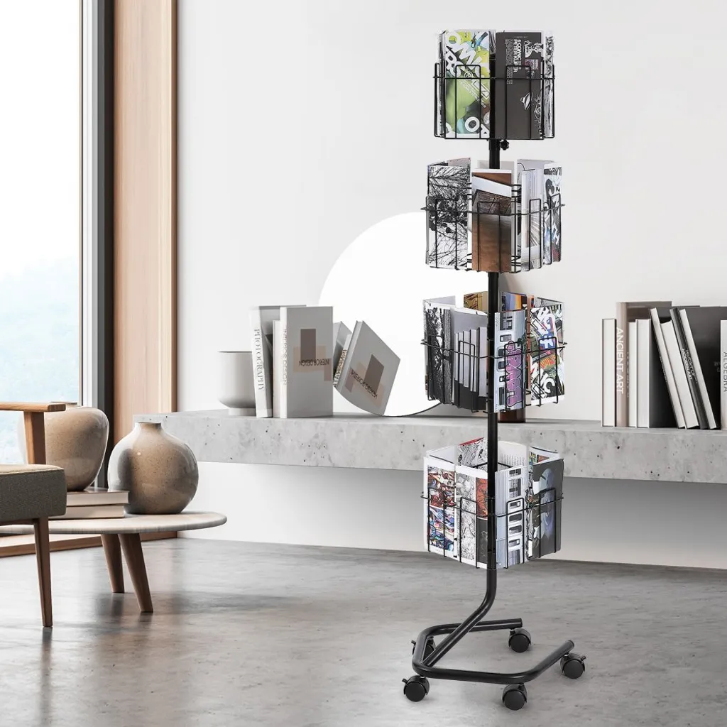 Porte-brochures rotatif avec 32 compartiments et 5 roulettes - Modèle PRO - 8