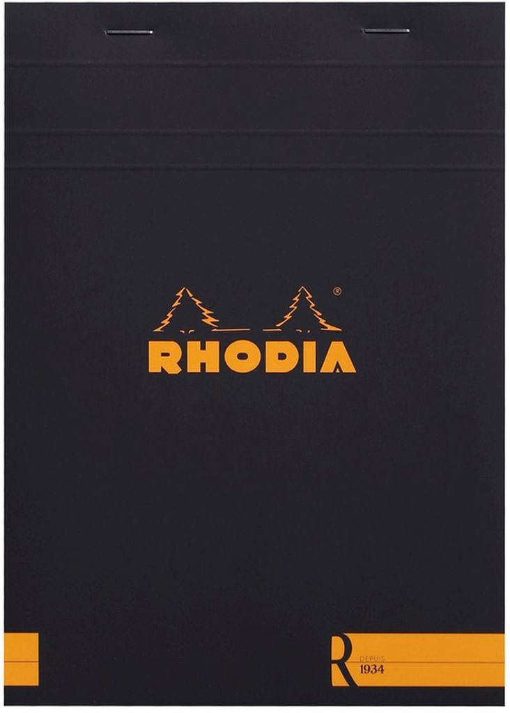 Rhodia N°16, Einfarbig, Schwarz, A5, 70 Blätter, 90 g/m², Liniertes Papier