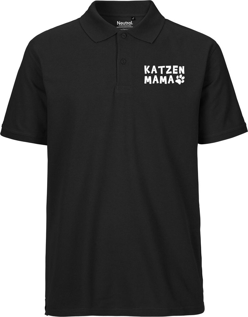 Huuraa Herren Polo Shirt Katzenmama Tapse XXL Black Bio Baumwolle Fairtrade Poloshirt Geschenkidee