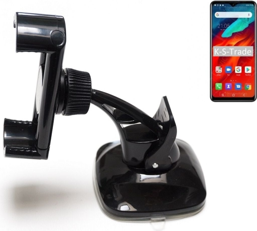 K-S-Trade kompakte Handy-Halterung Windschutzscheibe kompatibel mit Blackview A80 Pro Armaturenbrett schwarz Autohalterung KFZ Halter