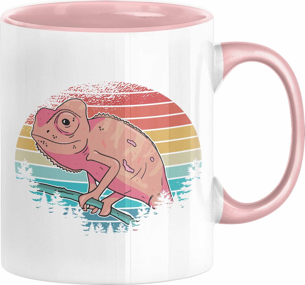 Chamäleon-Besitzer Tasse Geschenk Grafik Chamäleon Kaffee-Becher (Rosa)