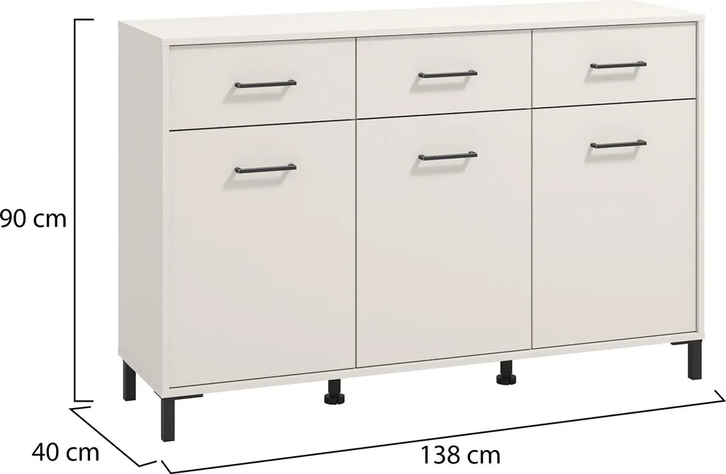 Buffet Blanc Crème 138cm : Solution de Rangement Spacieuse et Design - 3