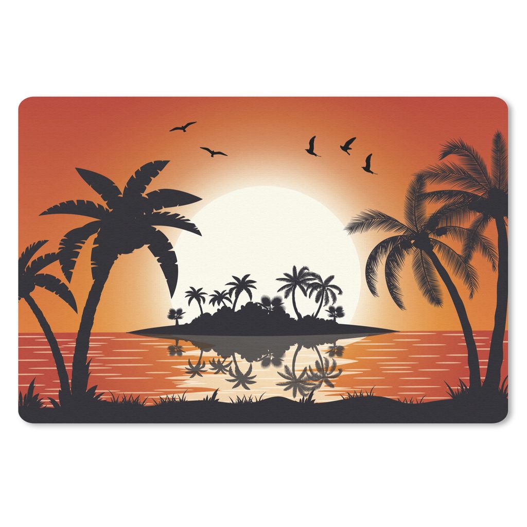 MuchoWow Mauspad Mousepad Insel - Meer - Sonne - Palme 27x18 cm - Mousepads - Maus Mat - Pad - Mausunterlage - Büroartikel - Desk Matten
