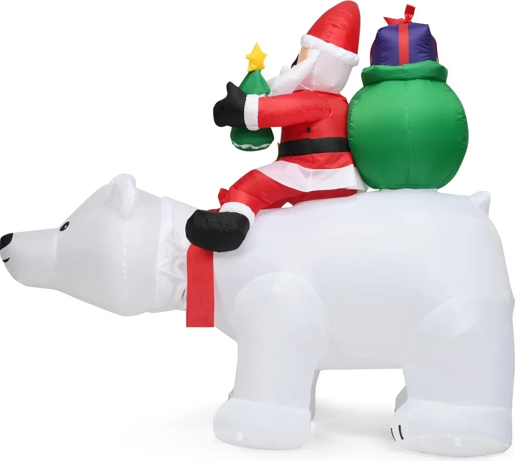 Ours Noël Gonflable Lumineux 200cm, Polyester Résistant aux Intempéries - 4