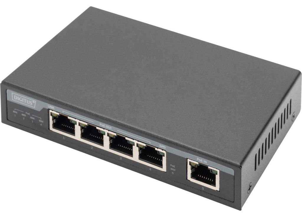 DIGITUS POE Extender 4PPoE 4-Port 85W 100m Verlängerung schw