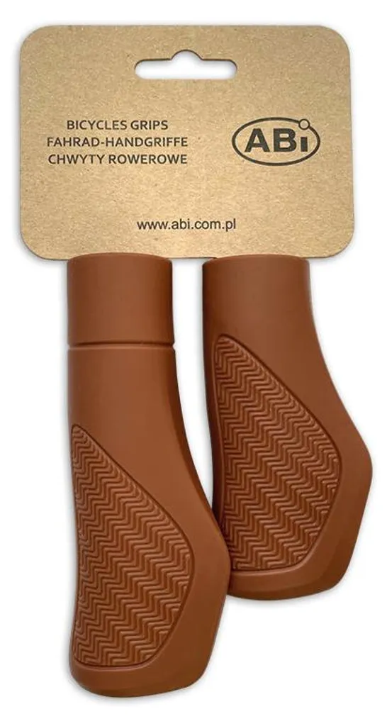 Poignées ABI marron pour vélo de ville : confort 130 mm et 95 mm