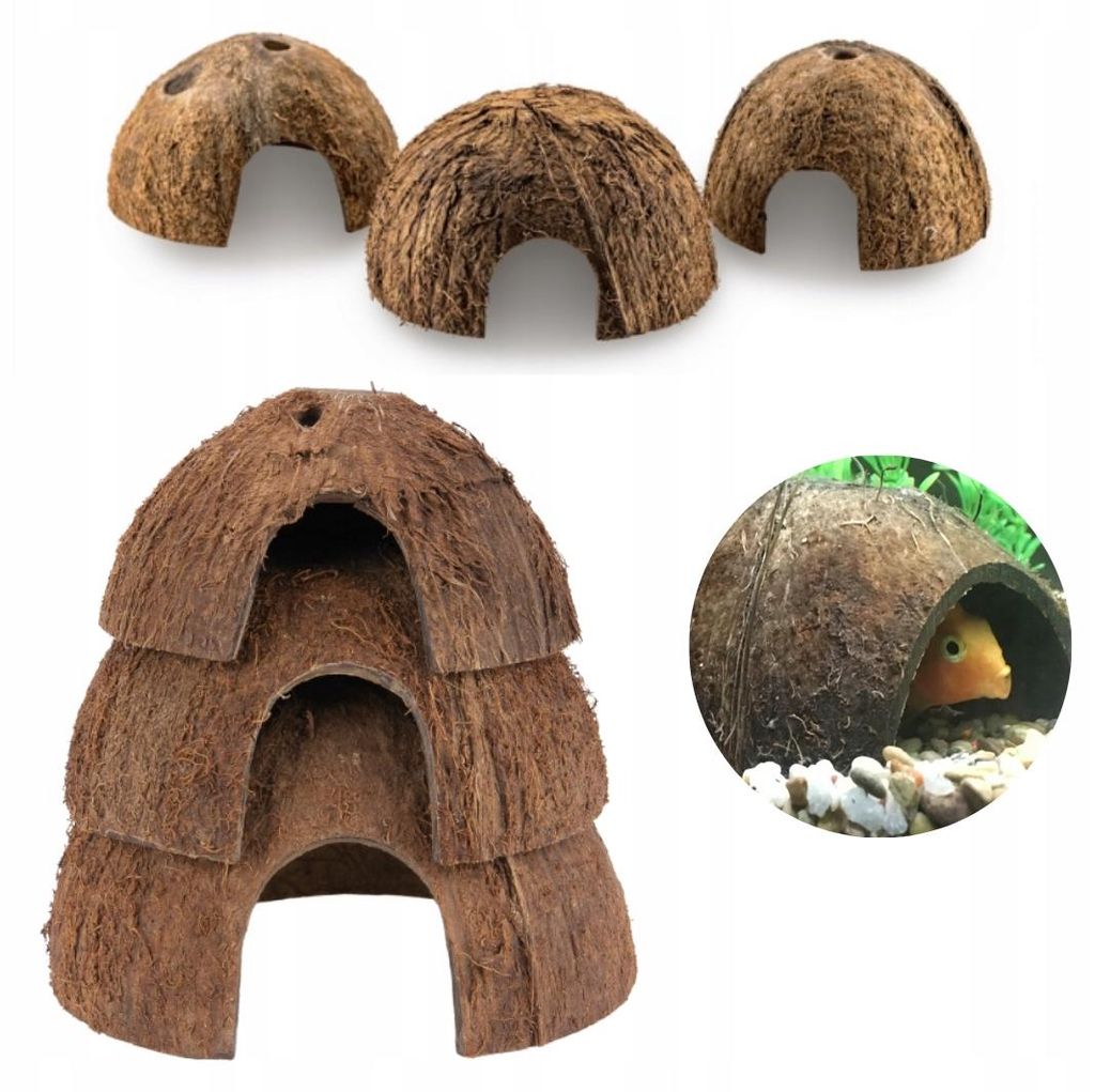 Aquarium Deko Kokosnuss-Höhle Set 3 Stück, nieszczotkierte Produktbild 