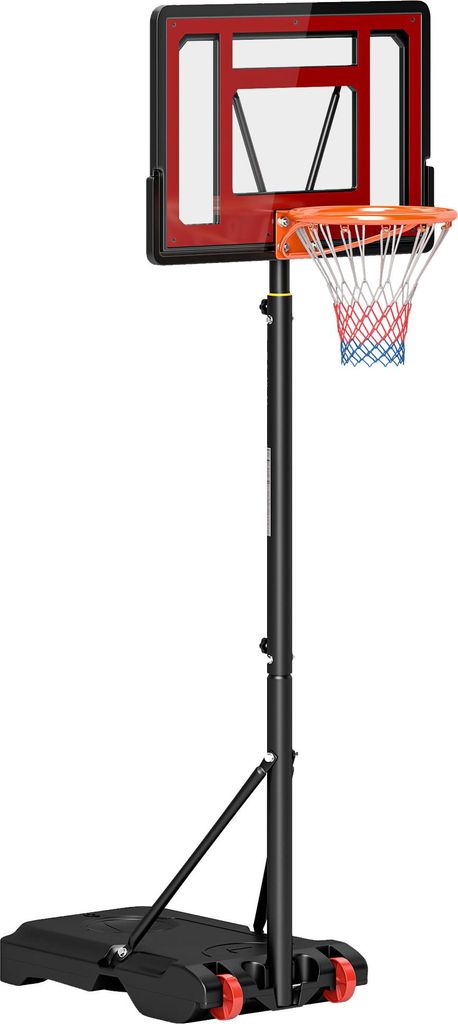 HOMCOM Basketballständer Outdoor mit Rollen, 160-210 cm höhenverstellbar Basketballkorb mit Ständer, 83x59cm Rückwand