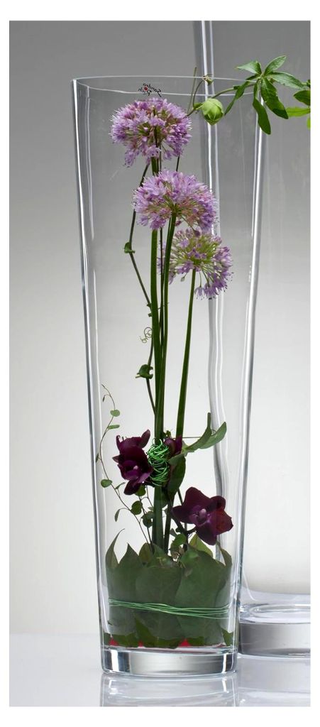 Mundgeblasene konische Glas-Vase mit Hot Cut Rand, 50 cm hoch, 17 cm Ø