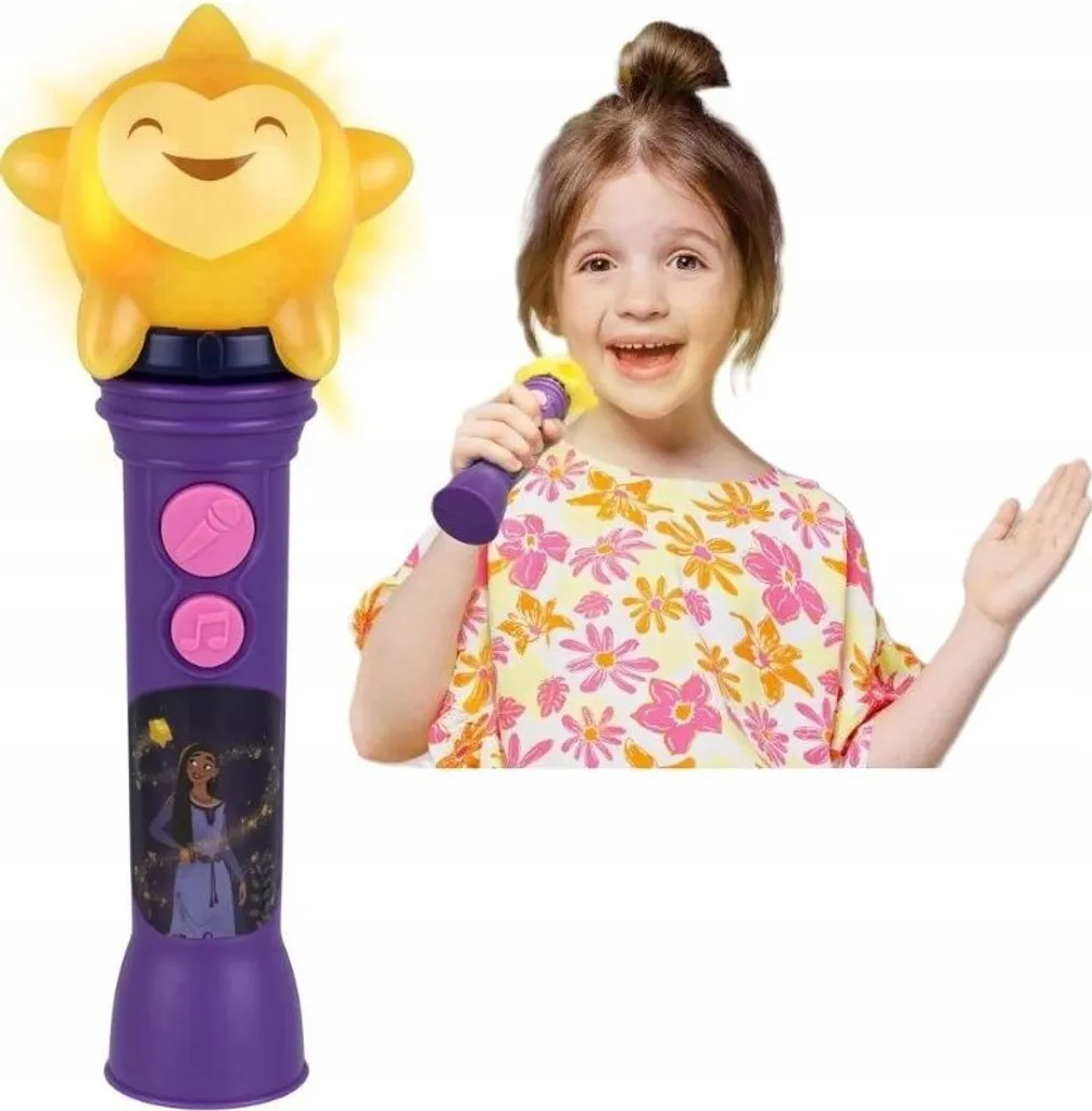 Micro Karaoké Enfant Disney Wish avec Enceinte Intégrée et Lumières LED