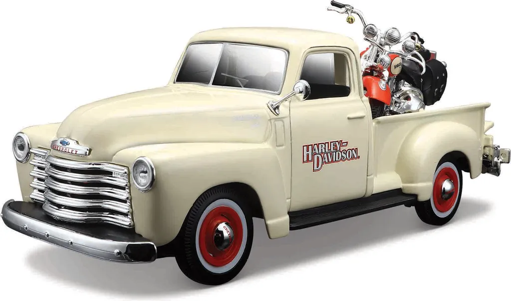 Set Cadeau Chevrolet 3100 1950 et Harley-Davidson 1:24 pour Collection