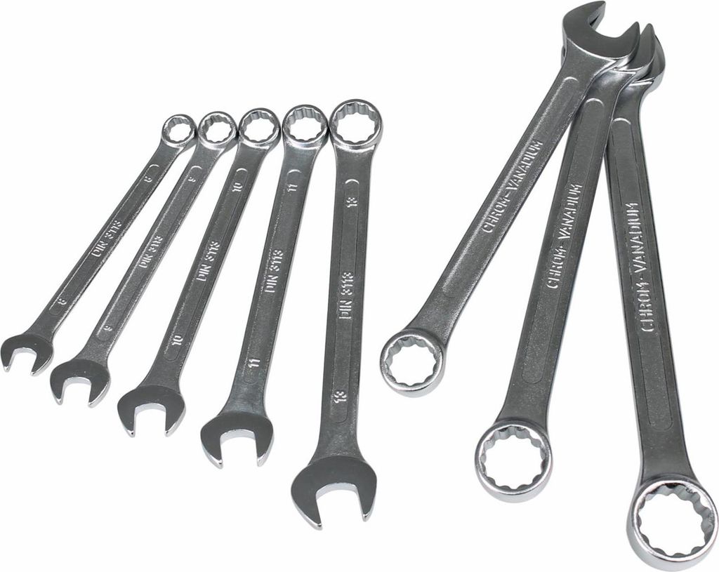 Ring-Gabelschlüsselsatz 8-teilig 8-19mm Cr-V verchromt
