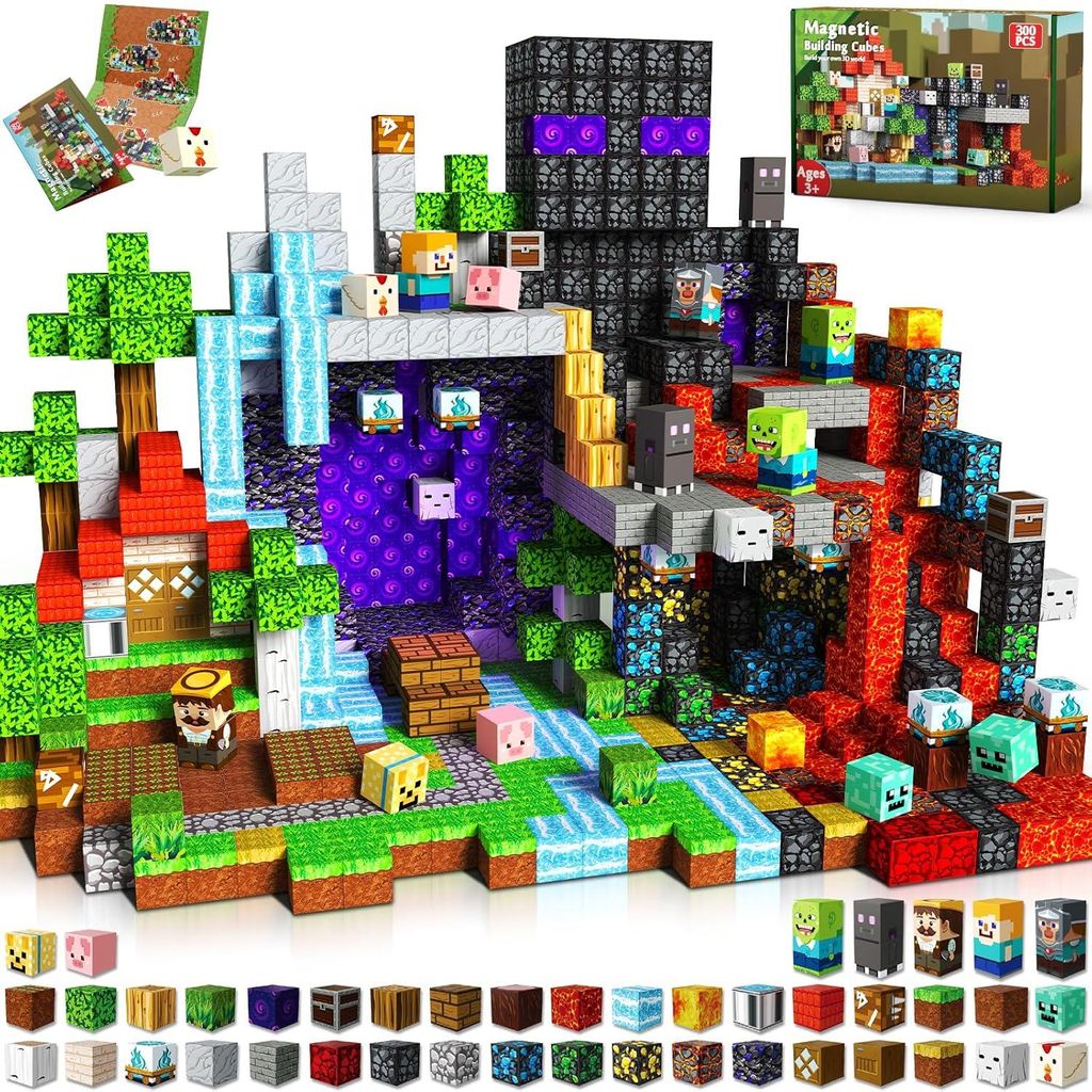 Magnetische Bausteine,300 Teile Magnetbausteine Kinder,Magnetische Spielzeug Magnetspielzeug Magnete Kinder,Spielzeug ab 3 4 5 6 7 8 9 Jahre Jungen...