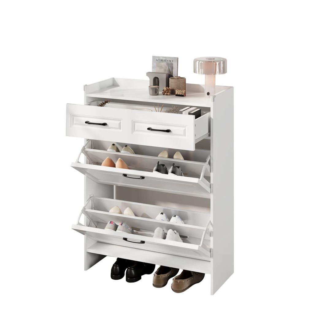 80*34*107.5cm Schuhschrank Schuhregal, mit 4 Fächern und 1 Schublade,Startseite Möbel Schränke Schuhschränke Schuhhochschränke