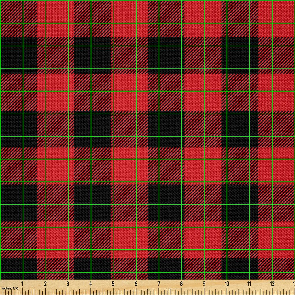 ABAKUHAUS Plaid Satin Stoff als Meterware, Holzfäller-Mode Buffalo Style Checks Muster Retro-Stil mit Raster-Zusammensetzung, 1 M (148 x 100 cm), ...