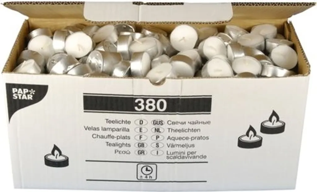 380 Bougies Chauffe-Plat Pour Restaurant et Déco - 4h Combustion Blanc