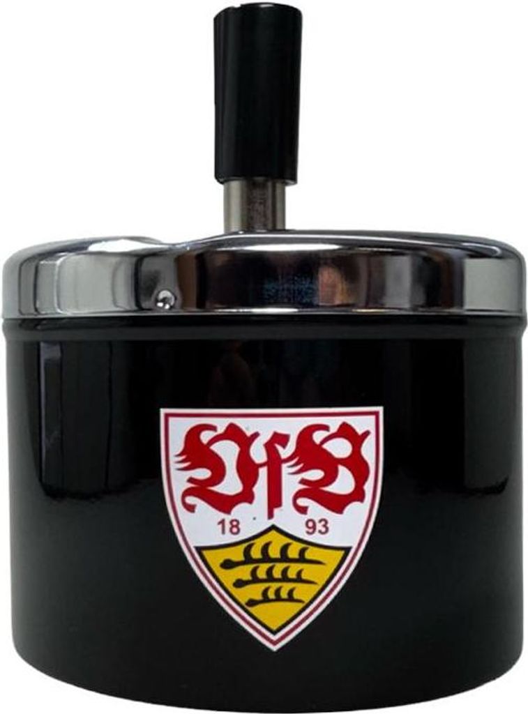 Posacenere girevole VfB Stuttgart nero con logo in metallo Immagine del prodotto 