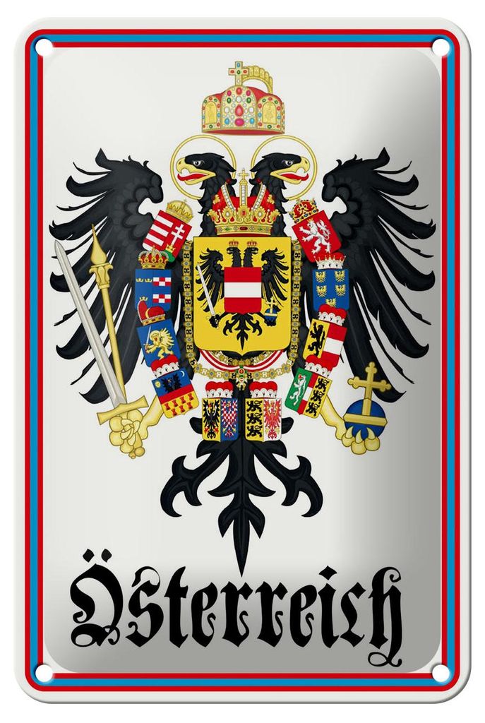 Blechschild Hinweis 12x18 cm Österreich Wappen Deko Schild