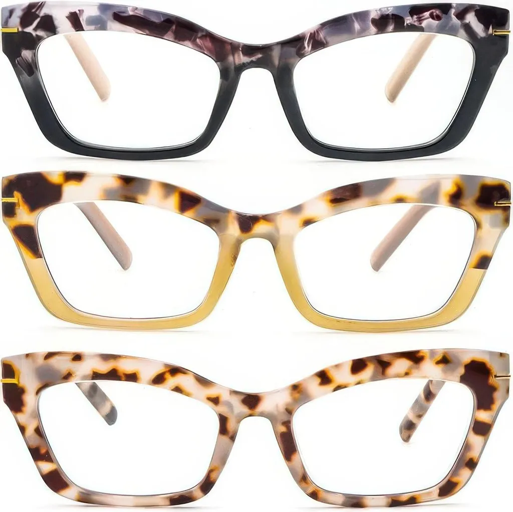 Kollyseek Occhiali Lettura Donna Cat Eye Vintage +1.00 - Set da 3