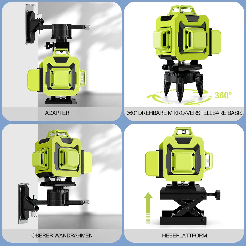 Niveau Laser 16 Lignes 4D Vert Haute Précision et Double Batterie Li-ion - 6