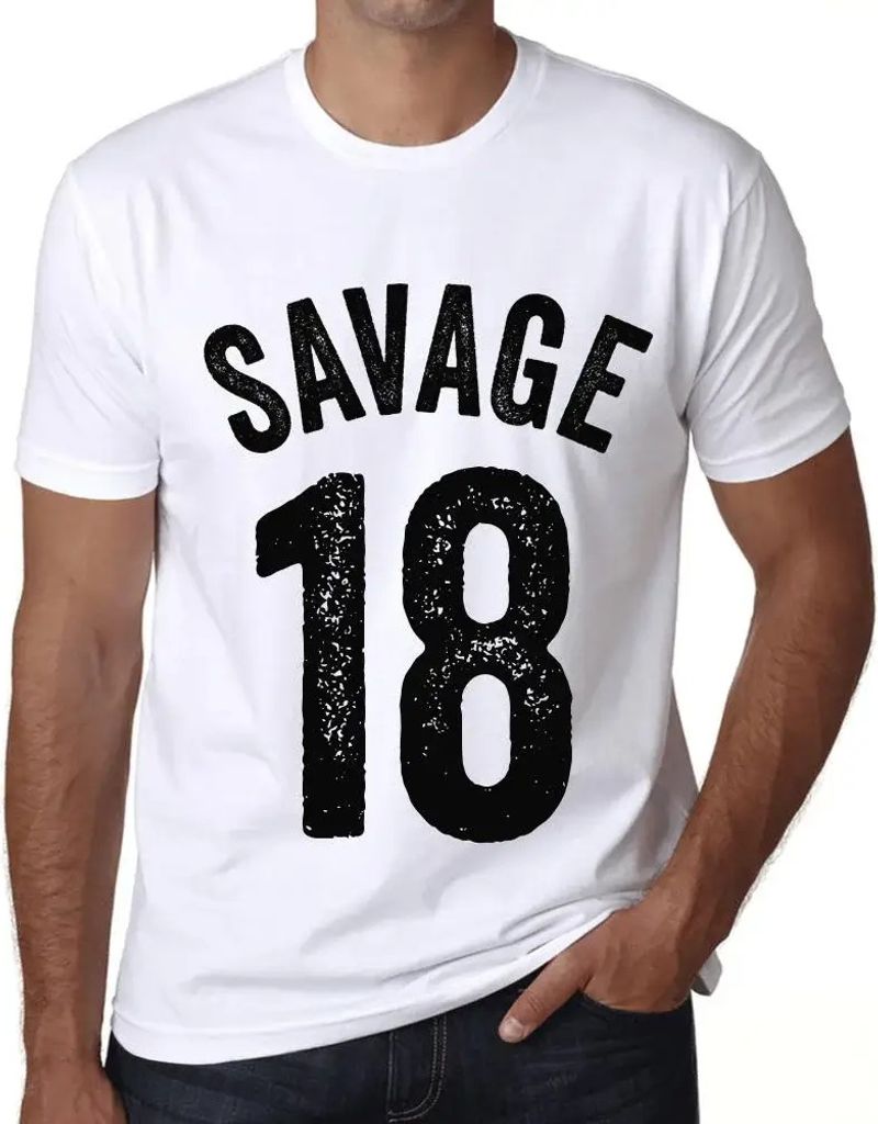 Herren Grafik T-Shirt Savage 18 Geschenk 18. Geburtstag Jahrestag 18 Jahre Jubiläum 18 Jährige Mann Jahrgang 2006 Kurzarm Lustige Druck