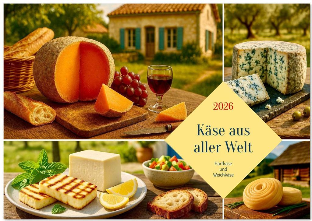 Käse aus aller Welt (Tischkalender 2026 DIN A5 quer), CALVENDO Monatskalender