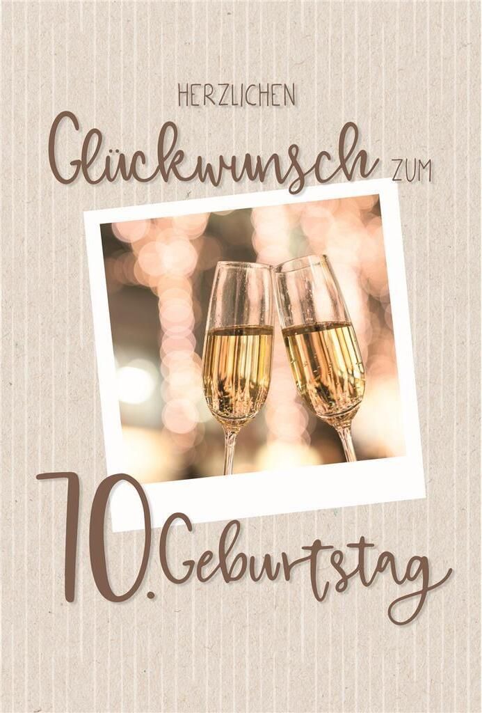 70. Geburtstag - Karte mit Umschlag - zwei Sektgläser