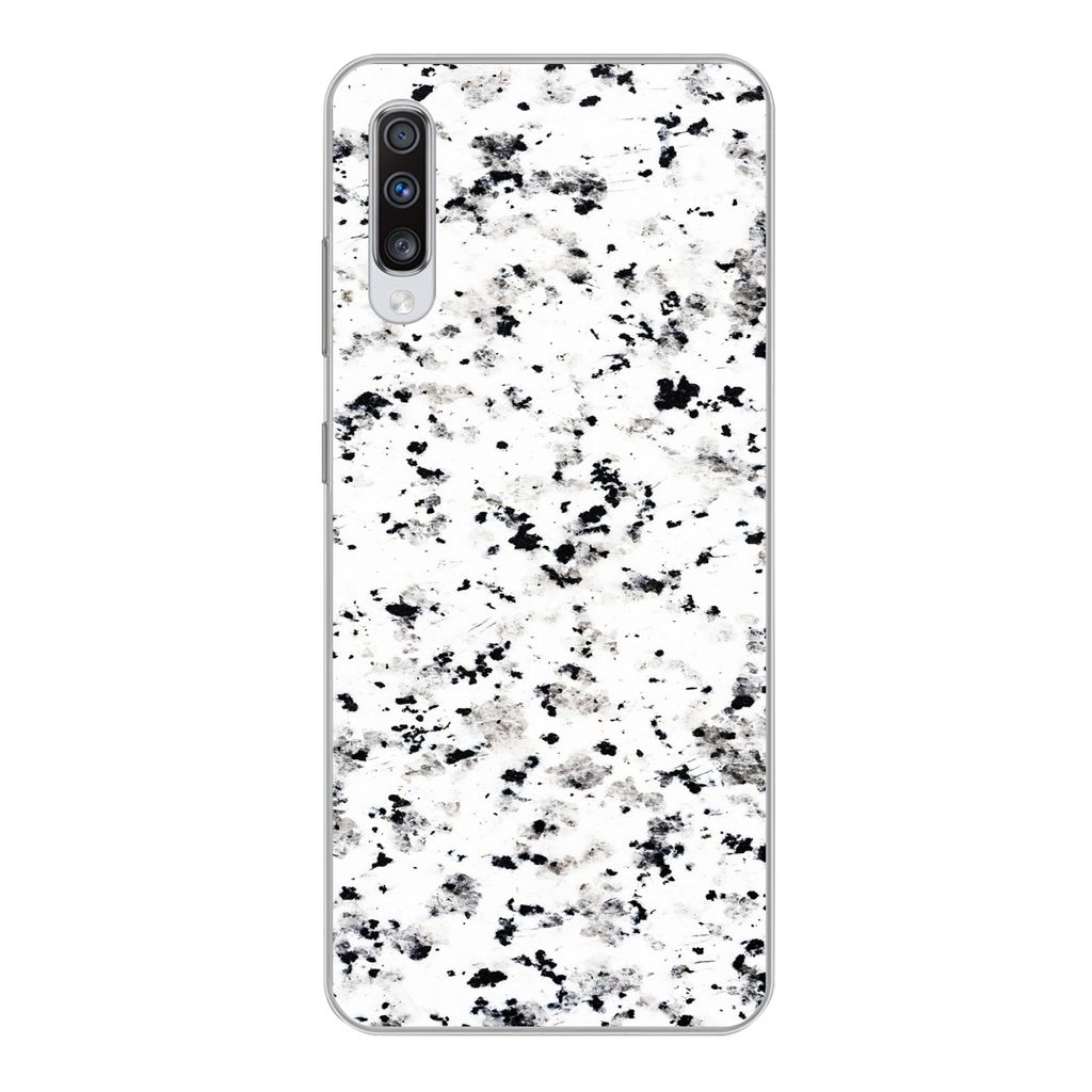 MuchoWow Handyhülle Schutzhülle Hülle für Samsung Galaxy A70 Marmor - Punkte - Weiß Silikon Softcase Handy Hülle - Schutzhaube