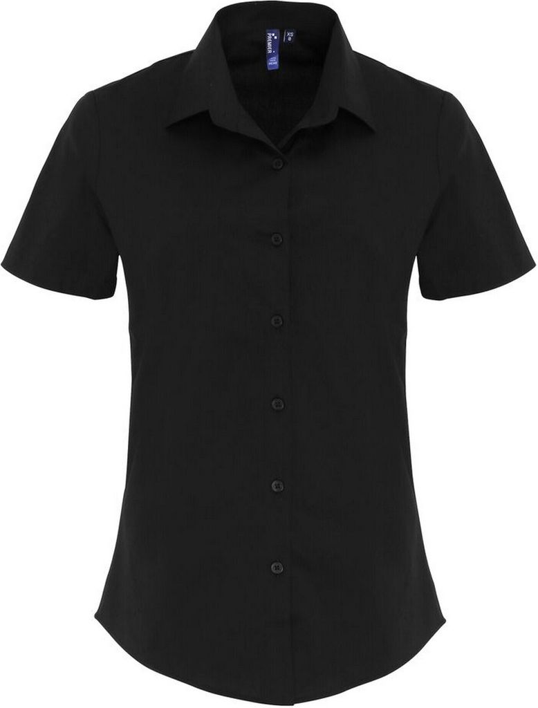 Premier - Bluse für Damen kurzärmlig RW6586 (3XL) (Schwarz)
