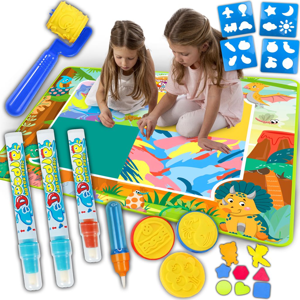 Malbücher Magic Wasser Doodle Matte XL 100x80cm 21-tlg satz, Wasserstiften, Wiederverwendbare Malmatte für Kinder, fleckenfreier Malspaß - Retoo