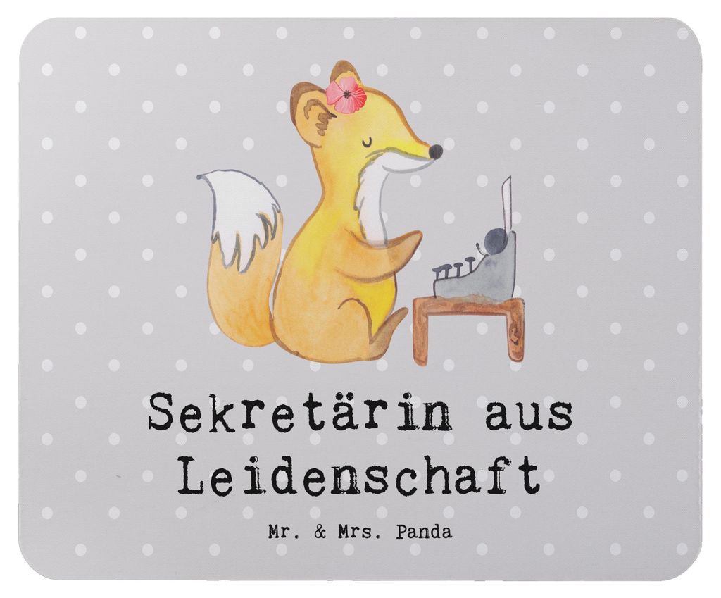 Mr. & Mrs. Panda laptop mousepad Sekretärin Leidenschaft - Grau Pastell - Geschenk, notebook mauspad, Mouse Pad, mousematte
