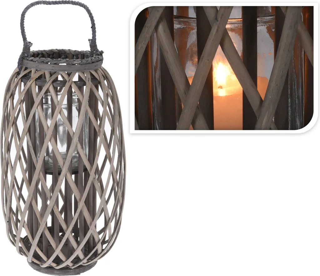Lanterne Ried ECD Germany 50x28 cm Brun Bois avec Photophore Verre