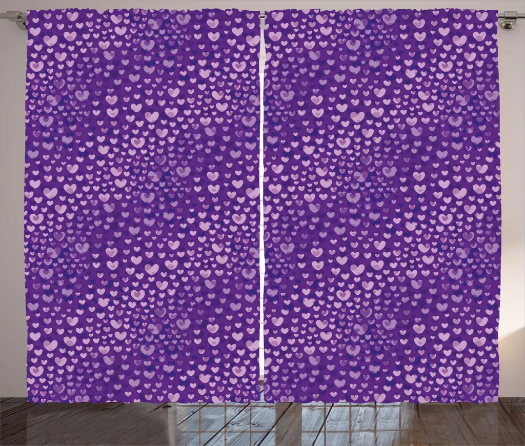ABAKUHAUS Rideau Romantique Rustique à Motif Cœur Violet, 280x225 cm