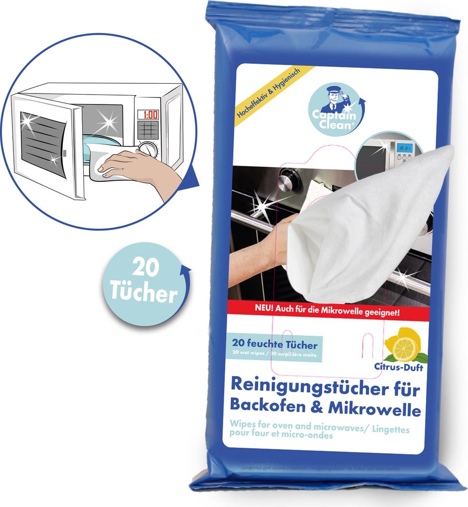 Captain Clean Reinigungstücher für Backofen und Mikrowellen 20er Set