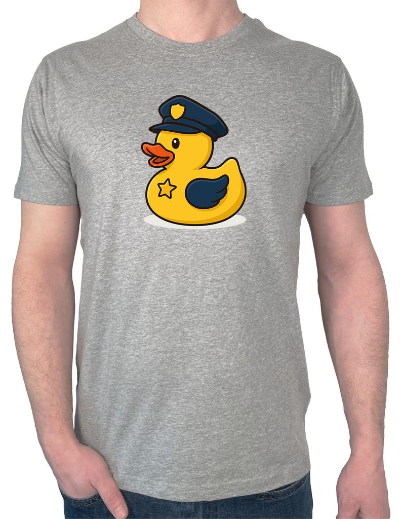 Huuraa Herren T-Shirt Quietscheente Polizei Comic Gummiente M Sport Grey Bio Baumwolle Fairtrade Herrenshirt Geschenkidee